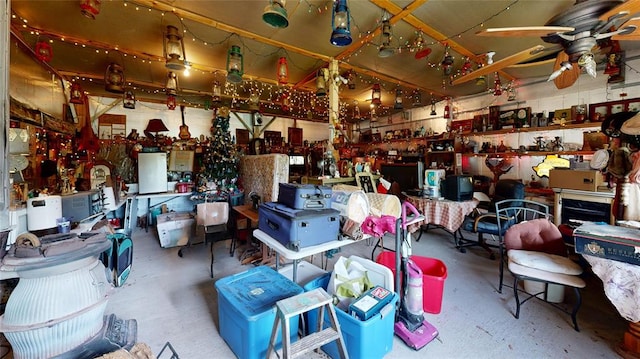 storage area with ceiling fan