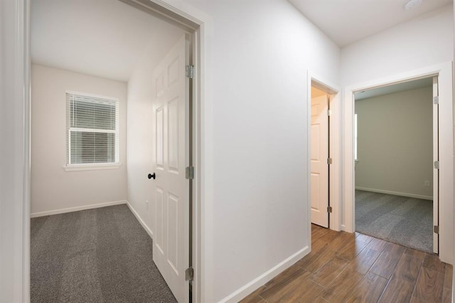 hallway featuring dark hardwood / wood-style floors