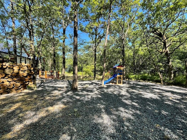 view of yard with a playground