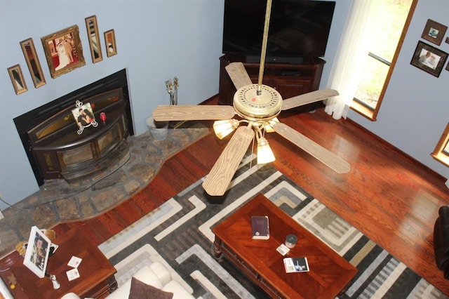 living room with hardwood / wood-style flooring