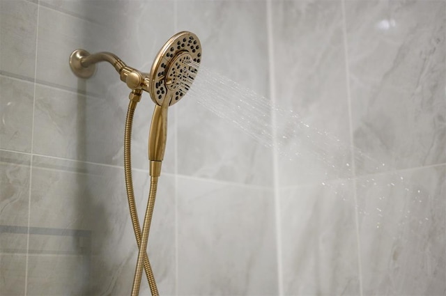 details with a tile shower