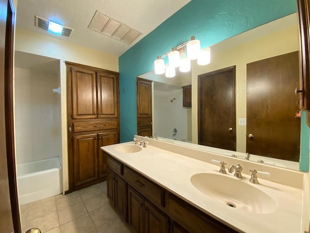 bathroom featuring tile patterned floors, vanity, and shower / bathing tub combination