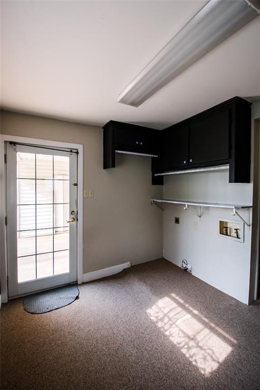 kitchen featuring carpet flooring