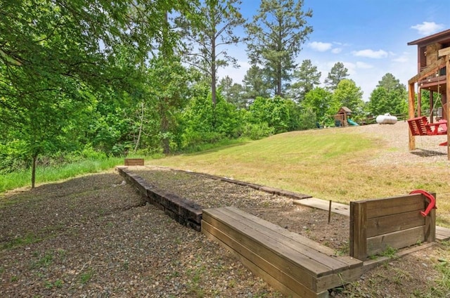 view of yard featuring a playground