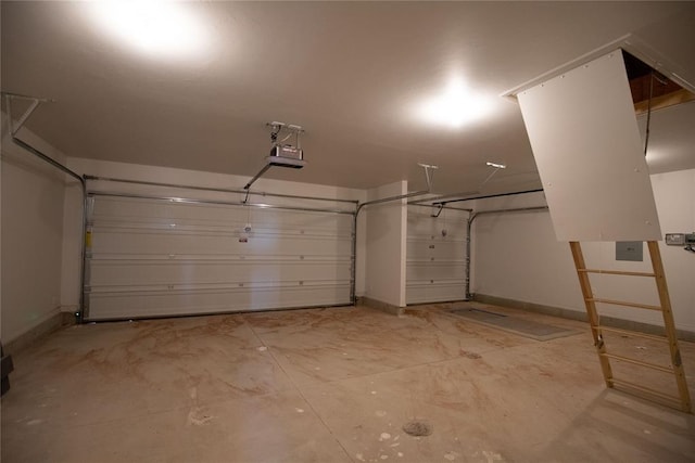 garage with a garage door opener