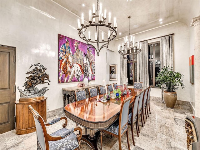 dining room featuring an inviting chandelier