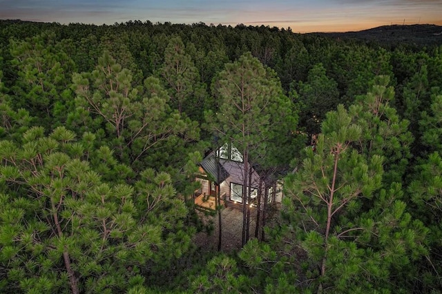 view of aerial view at dusk