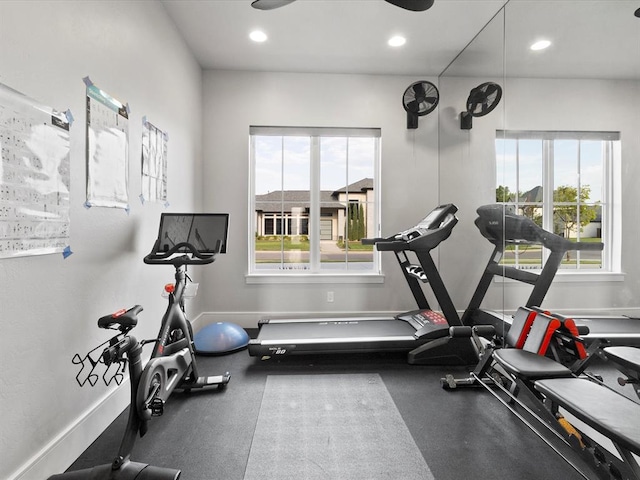 exercise area with a wealth of natural light