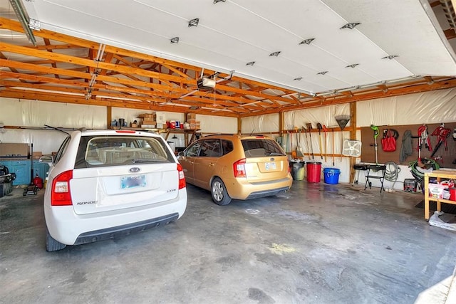 garage with a garage door opener