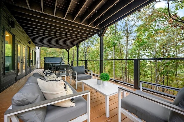 45 Pecan Trace Trl, Broken Bow, OK 74728 - wooden deck with outdoor lounge area