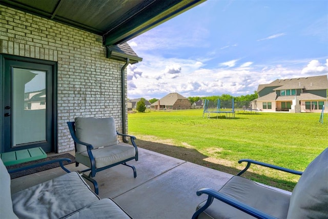 view of patio / terrace featuring a trampoline