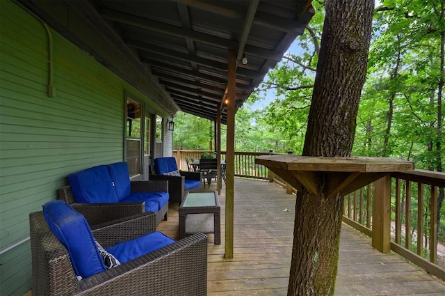 deck featuring an outdoor living space