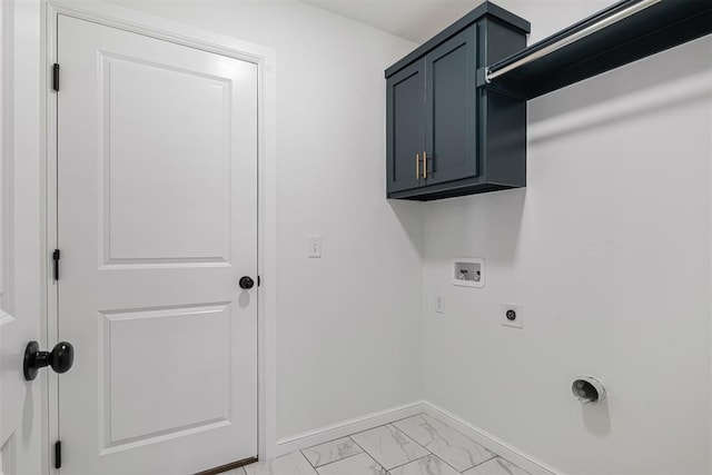 laundry area with electric dryer hookup, cabinets, and hookup for a washing machine