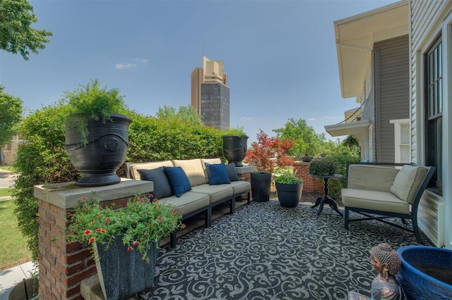 view of patio featuring an outdoor hangout area