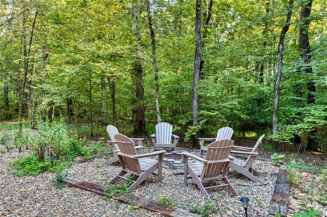 view of patio / terrace featuring a fire pit