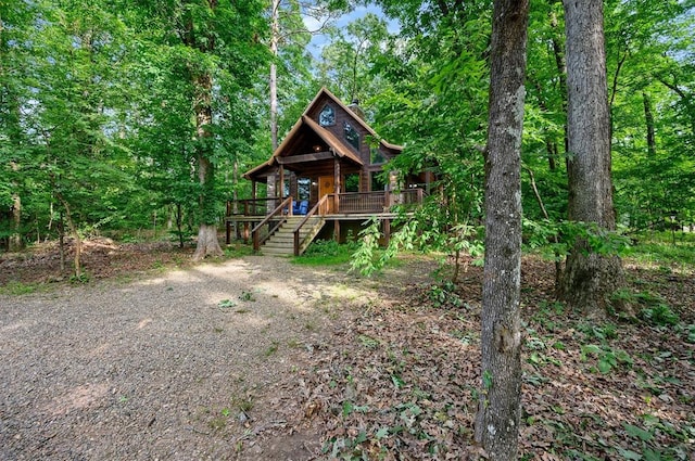 view of front of house with a deck