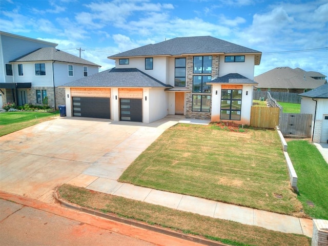 view of front of home with a front lawn