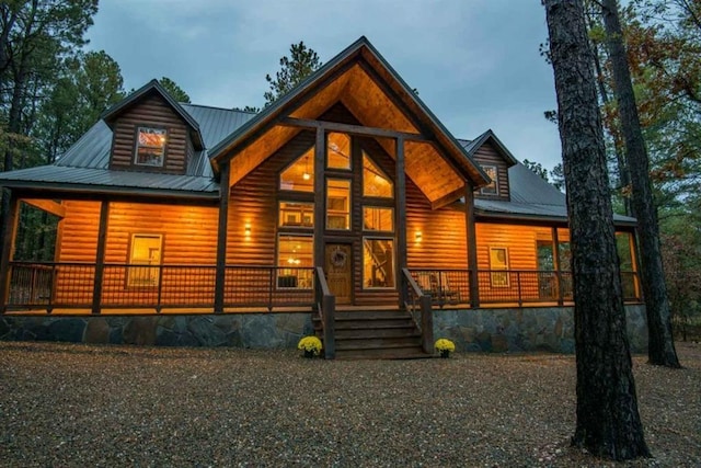 cabin with a porch