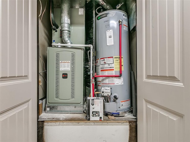 utility room with water heater