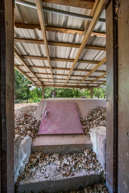 view of entry to storm shelter