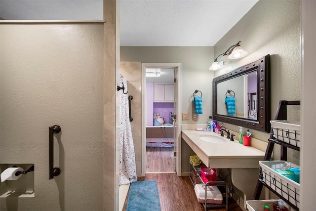 bathroom featuring hardwood / wood-style flooring and sink