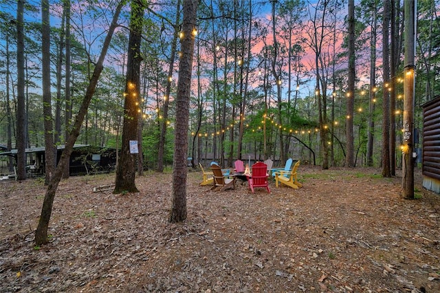 view of yard at dusk