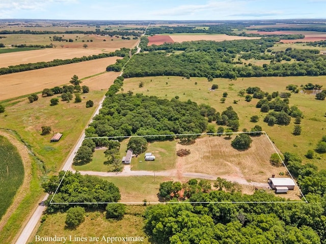 aerial view featuring a rural view