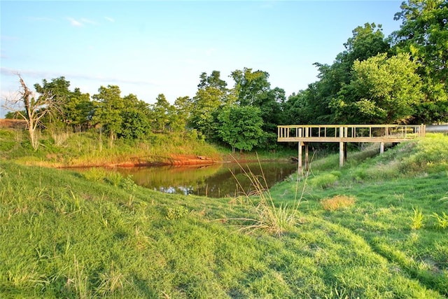 view of community featuring a water view