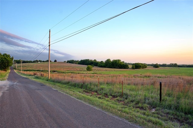 view of road with a rural view