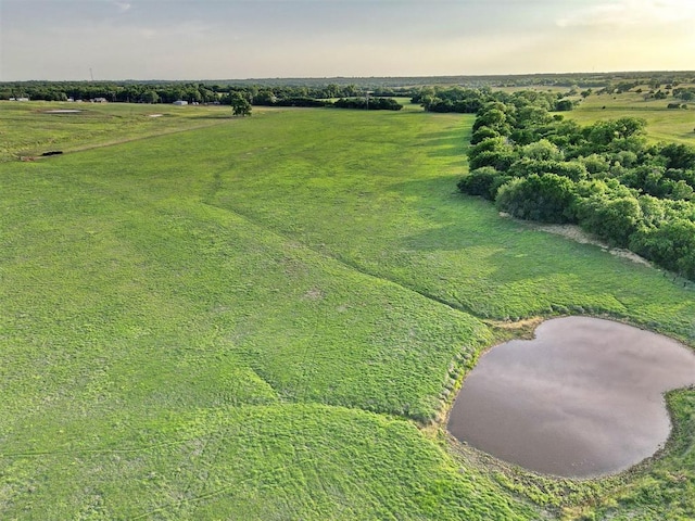 aerial view with a rural view and a water view