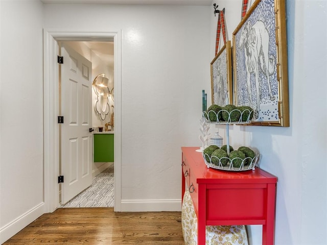 hallway featuring wood-type flooring