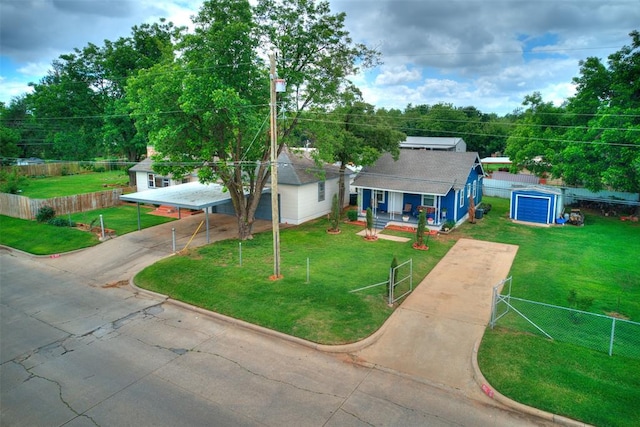 view of front of house with covered porch and a front yard