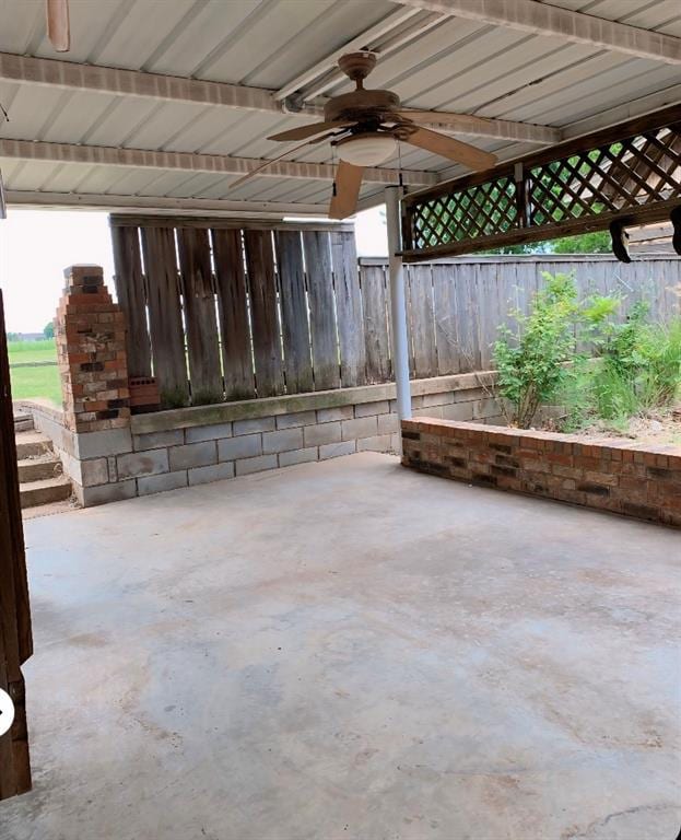 view of patio with ceiling fan