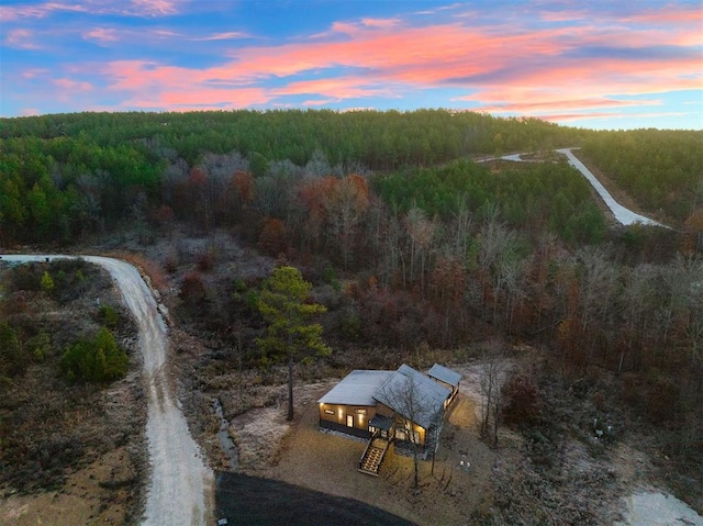 view of aerial view at dusk