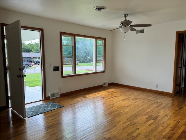 interior space with light hardwood / wood-style flooring and ceiling fan