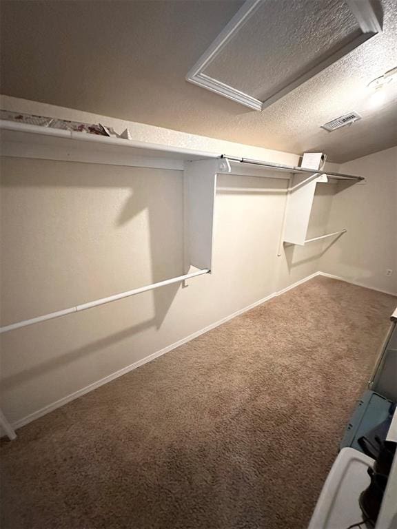 walk in closet featuring carpet