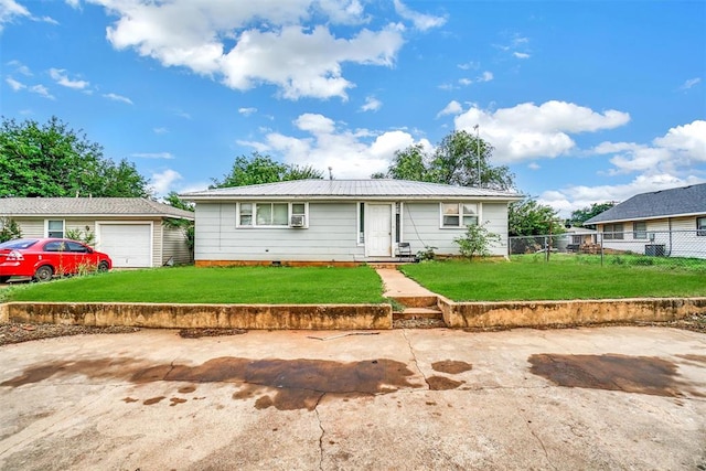 ranch-style house with a front lawn