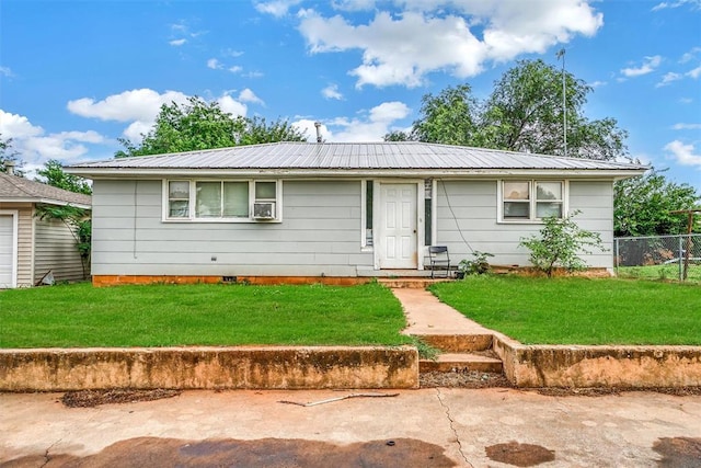 single story home with a front yard