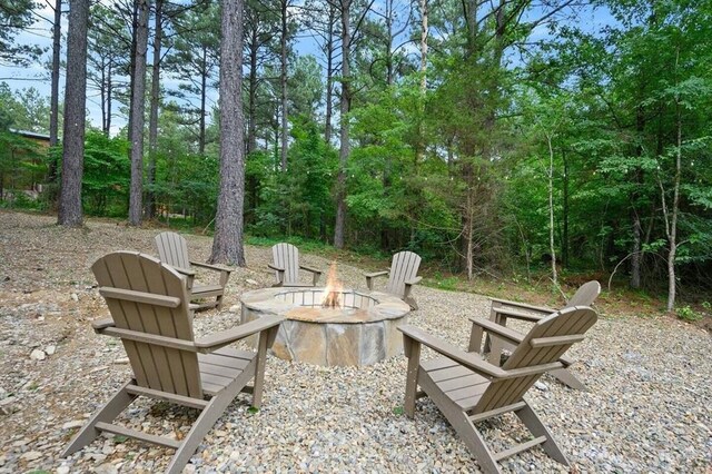 view of patio featuring a fire pit