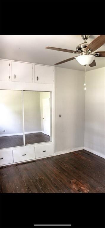 mudroom with ceiling fan and hardwood / wood-style flooring