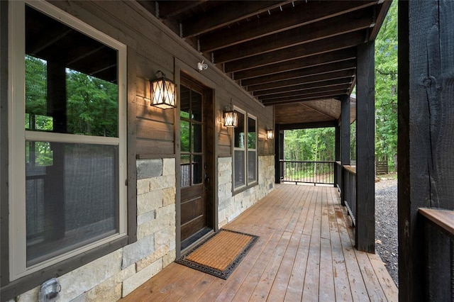 deck featuring a porch