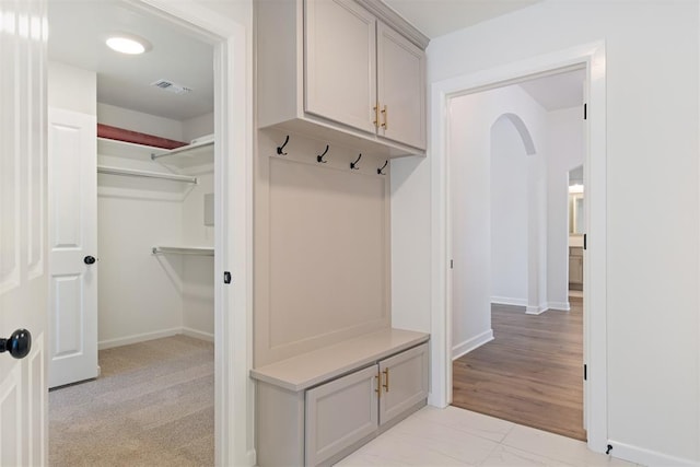 mudroom featuring light hardwood / wood-style flooring