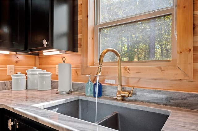 room details with wood walls and sink