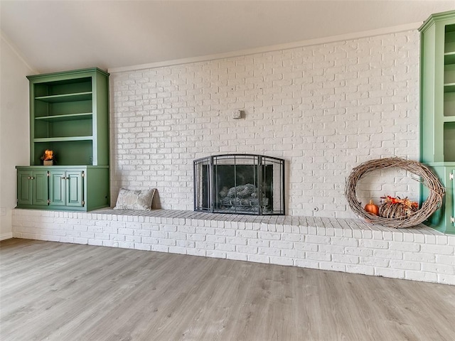 details featuring wood-type flooring and a fireplace