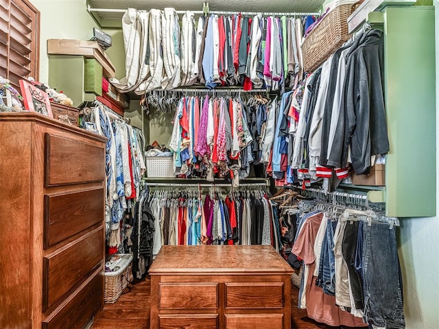 walk in closet featuring dark hardwood / wood-style floors