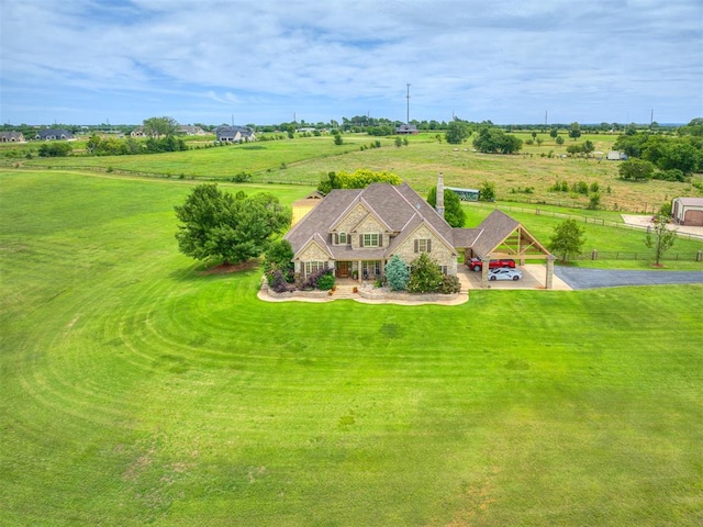 drone / aerial view with a rural view