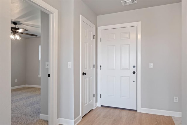 interior space with light hardwood / wood-style floors