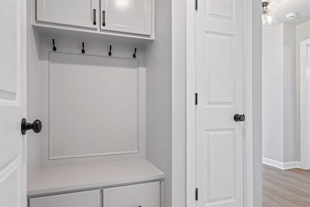 mudroom featuring light wood-type flooring