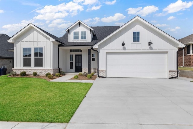 15921 Flint Dr, Moore, OK 73170 - modern farmhouse style home with board and batten siding, concrete driveway, roof with shingles, and a front yard
