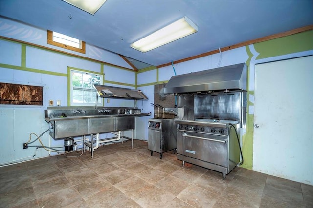 344586 E 860th Rd, Chandler, OK 74834 - miscellaneous room with lofted ceiling and stone finish flooring